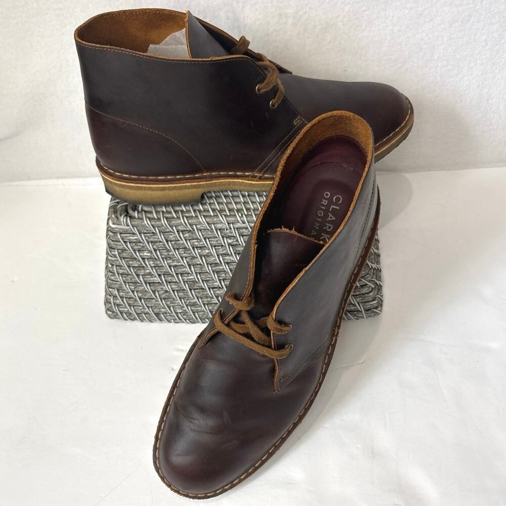 Clarks Originals Desert Beeswax Leather Boot Brown Crepe Sole Men Sz 12